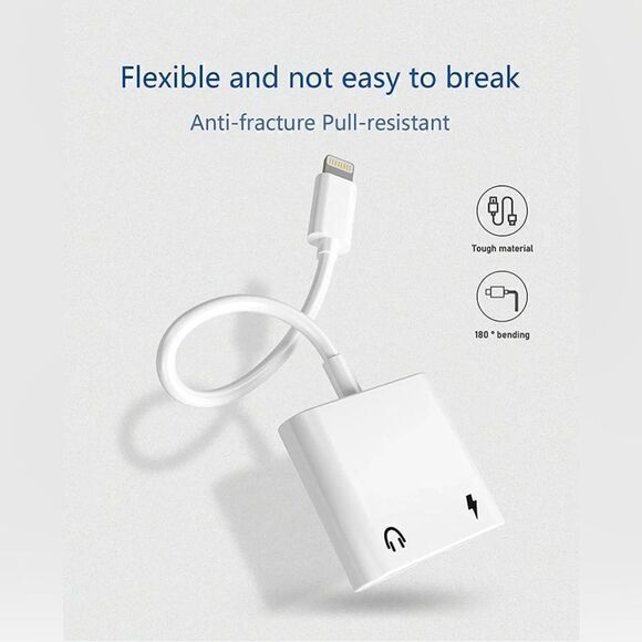 2- Pack 2 in 1 Dual Adapter, 3.5mm Headphone & Charger Splitter For iPhone User - Picture 4 of 7
